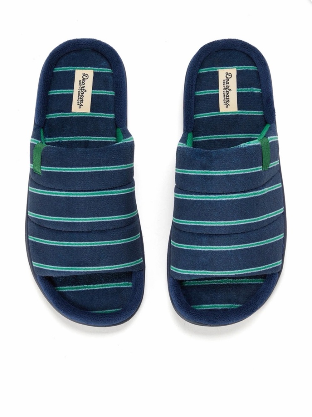 💜 Dearfoams Cozy Comfort Men's Striped Slide Slippers Size XL(13-14)